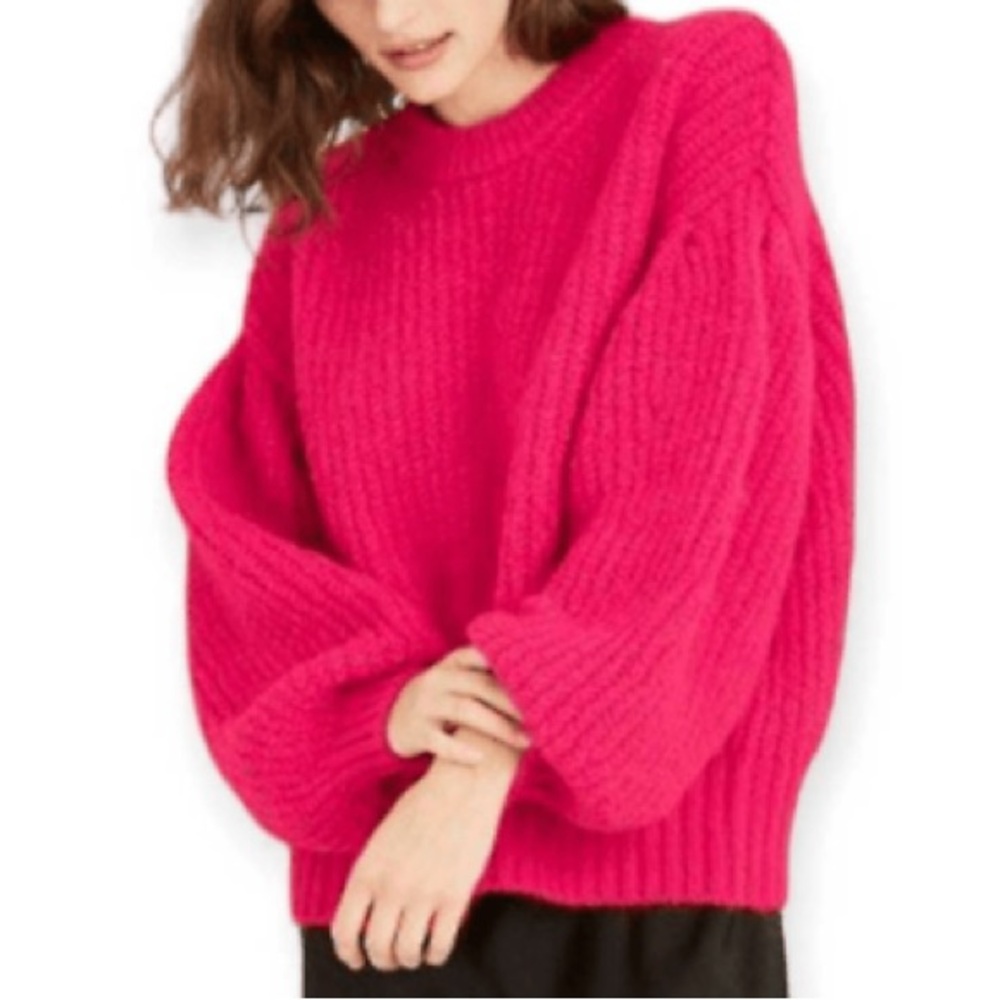 A NEW DAY HOT PINK BALLOON SLEEVE SWEATER. valentines outfit
